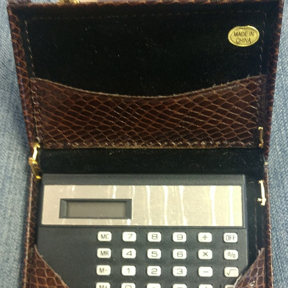 Compact Black Calculator with Case